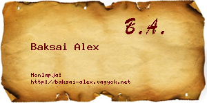 Baksai Alex névjegykártya